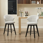 Lot de 2 tabourets de bar pivotants, chaises de salle à manger rembourrées avec large dossier, chaises de hauteur comptoir avec pieds en métal