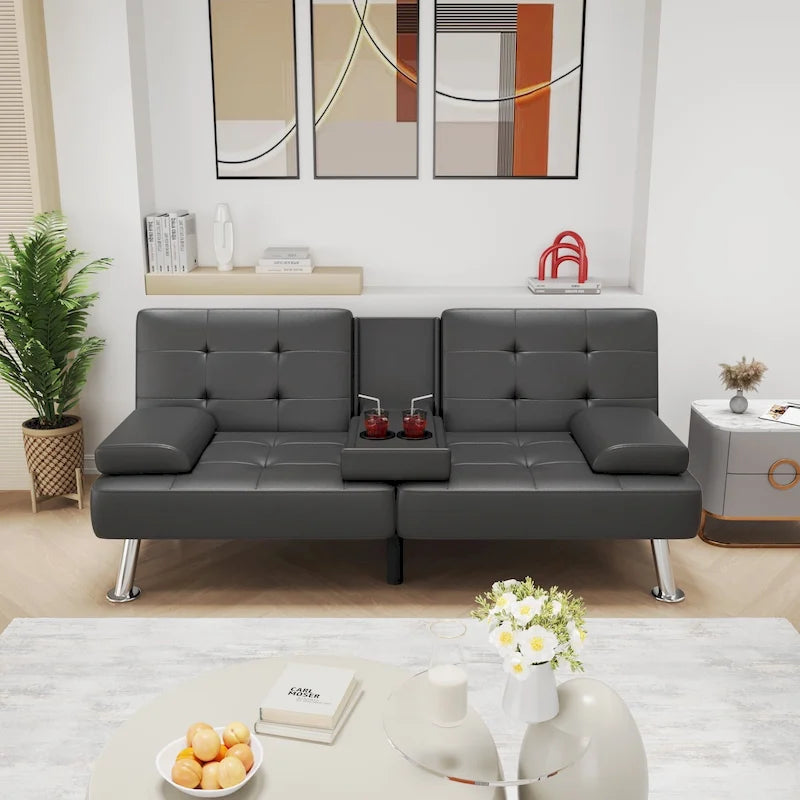 Canapé Futon Convertible Homall avec Porte-gobelets et Oreillers