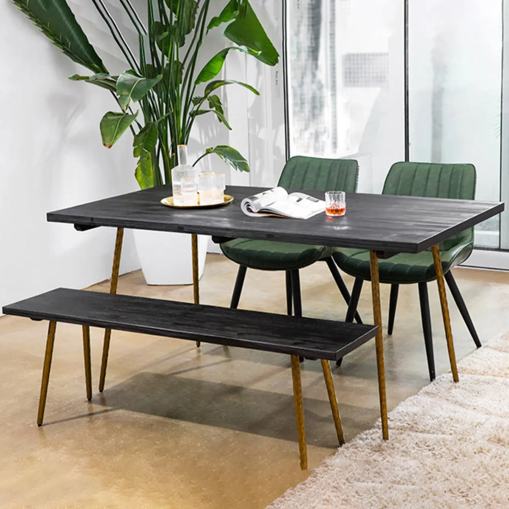Chaise de salle à manger simple en cuir rembourré avec dossier solide et pieds en métal