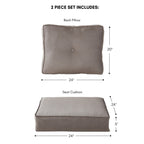 Ensemble de deux coussins d'extérieur haut de gamme Sunbrella pour assise profonde