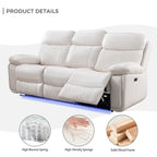 Canapé inclinable électrique avec chargeur sans fil, liseuse, lumière LED pour salon, similicuir, port AC/USB, porte-gobelet, noir