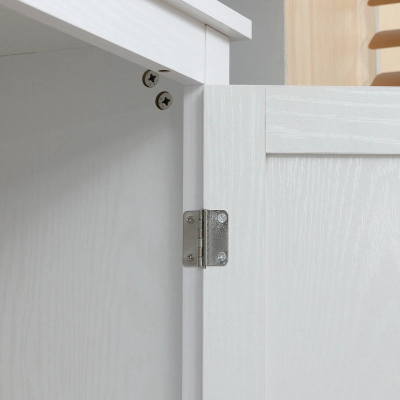 HOMCOM Grand garde-manger de cuisine autoportant de 183 cm, organisateur de rangement à 4 portes avec 4 niveaux et étagères réglables, blanc