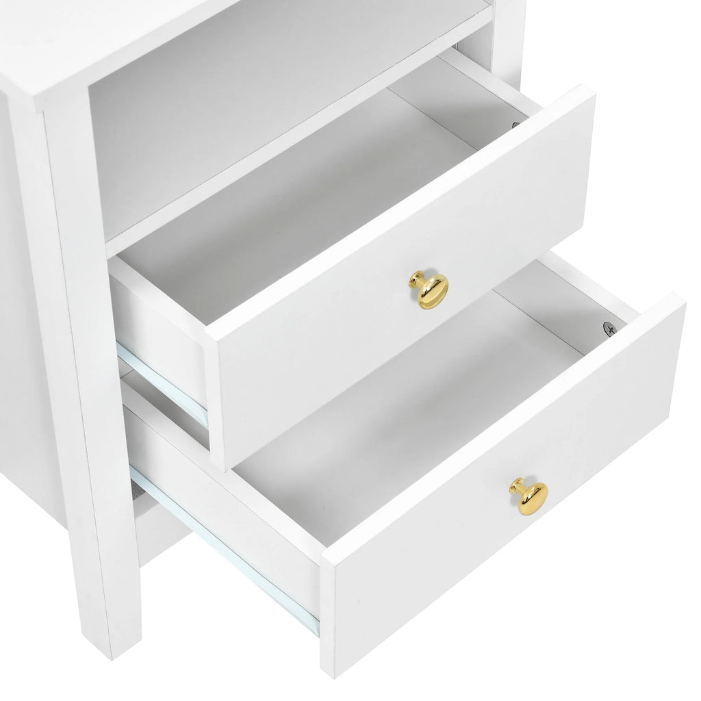 Tables de chevet (lot de 2) avec station de charge, table d'appoint avec 2 tiroirs, ports USB et prises, pour chambre à coucher