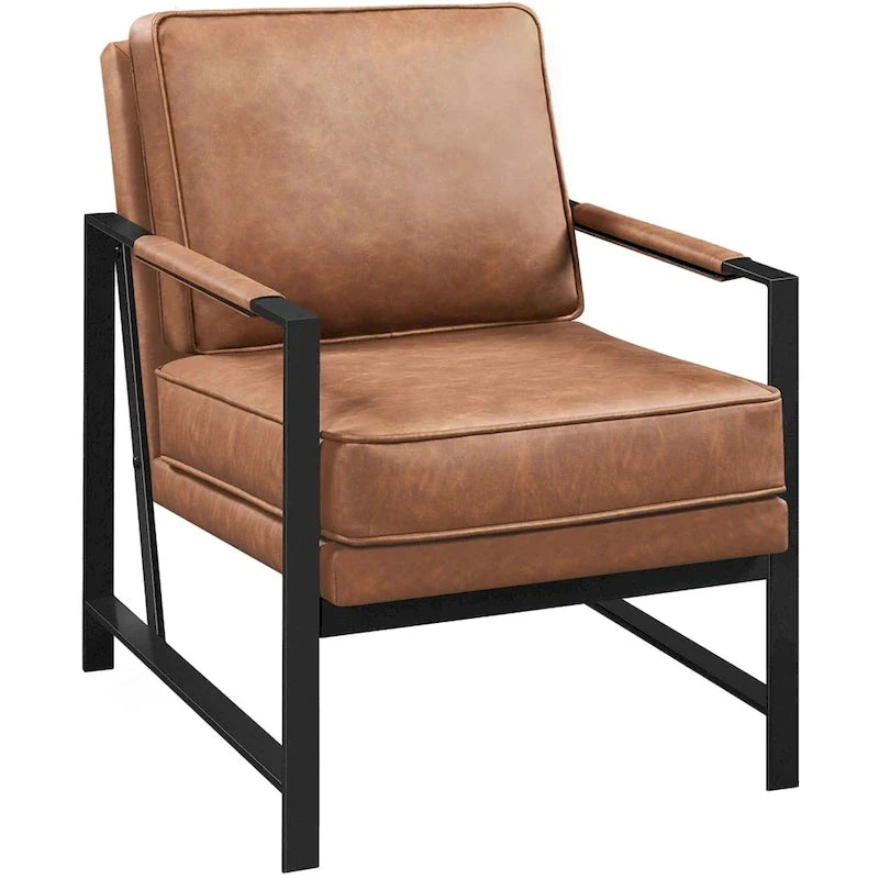 Yaheetech Fauteuil d'appoint rétro en similicuir