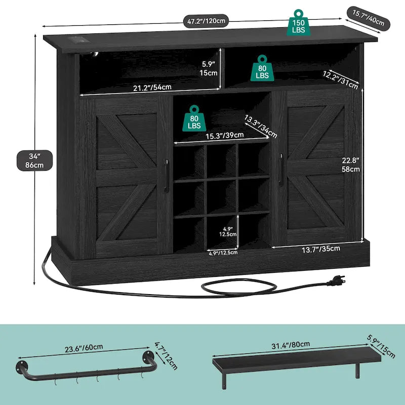 Moasis 52 Buffet Cabinet Meuble de bar à café de ferme