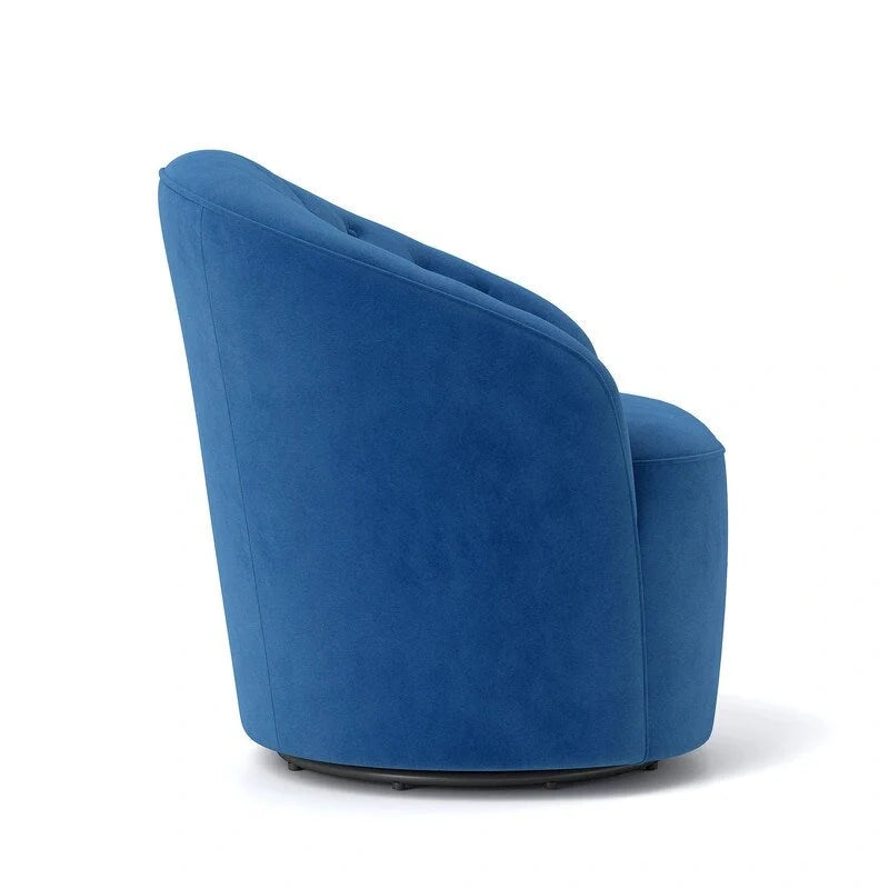 Fauteuil club pivotant à 360 degrés en velours avec dossier capitonné