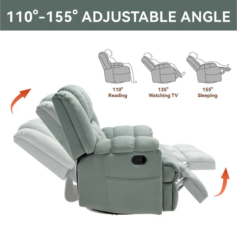 Fauteuil Inclinable Pivotant à Bascule Lazy Boy, Grand Fauteuil Inclinable Manuel Rembourré avec Accoudoirs et Dossier Capitonnés