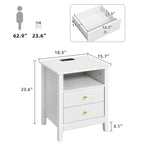 Tables de chevet (lot de 2) avec station de charge, table d'appoint avec 2 tiroirs, ports USB et prises, pour chambre à coucher