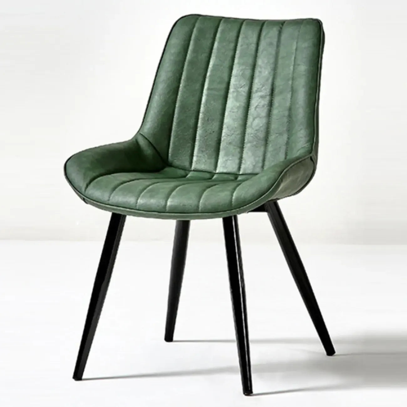 Chaise de salle à manger simple en cuir rembourré avec dossier solide et pieds en métal