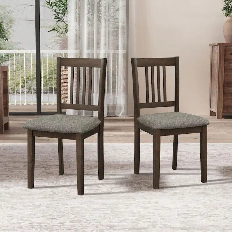 Ensemble Table et Chaises de Salle à Manger Carrée en Bois, Table à Manger Décontractée avec 4 Chaises de Salle à Manger Rembourrées pour Coin Repas de Cuisine