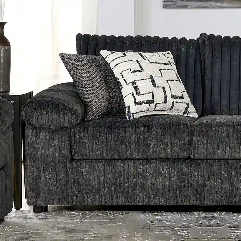 Ensemble canapé, causeuse et fauteuil câlin en velours côtelé à grosses côtes Nason de Roundhill Furniture