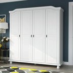 Palace Imports Kyle Armoire 4 portes 100 % en bois massif avec portes en bois massif ou portes miroir