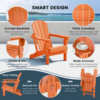 Chaise Adirondack pliante d'extérieur tout temps Polytrends Laguna résistante à la décoloration pour patio