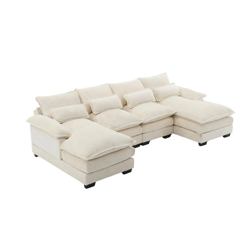 Canapé modulable Cloud pour salon, canapé d'angle moderne en chenille/boucle, canapé convertible modulable confortable avec double méridienne