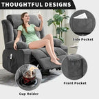 Fauteuil inclinable, Fauteuils à bascule avec massage et chauffage, Poches latérales et porte-gobelet