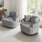 DREAMSIDEA Lot de 2 fauteuils pivotants recouverts de tissu, accoudoirs encastrés