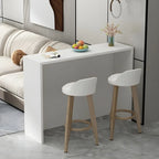 Table de bar longue rectangulaire blanche en bois pour salon