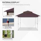 Outsunny 12 x 12 Tonnelle escamotable Pare-soleil Tente instantanée pliable avec filet latéral en maille, Hauteur réglable sur 3 niveaux
