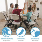 Table ronde pliante Lifetime de 48 pouces, qualité commerciale légère, intérieure/extérieure, blanche
