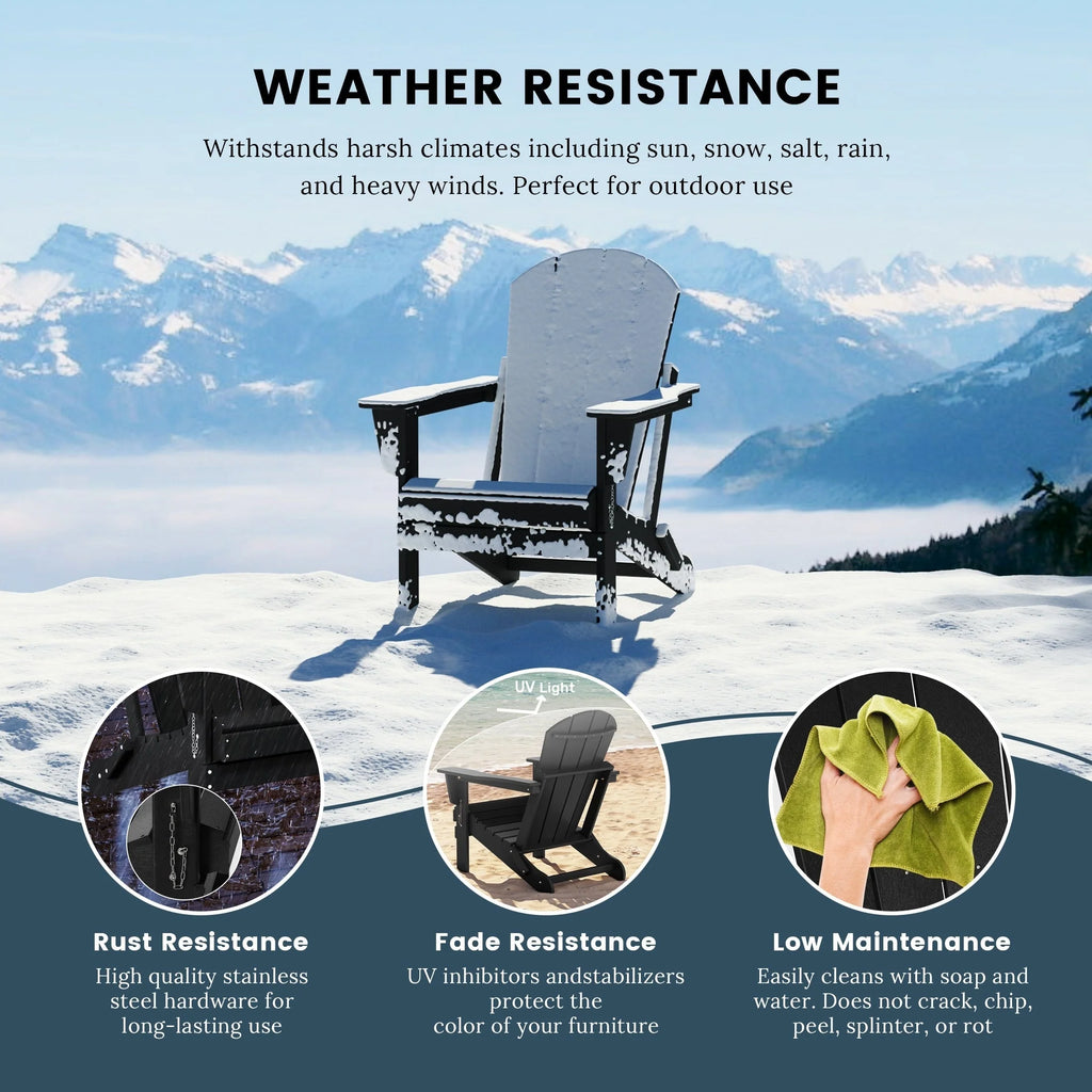 Chaise Adirondack pliante d'extérieur tout temps Polytrends Laguna résistante à la décoloration pour patio