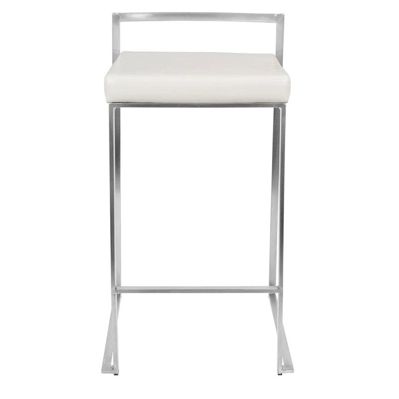 Tabouret de comptoir Silver Orchid Forrest en acier inoxydable empilable et entièrement soudé (lot de 2)