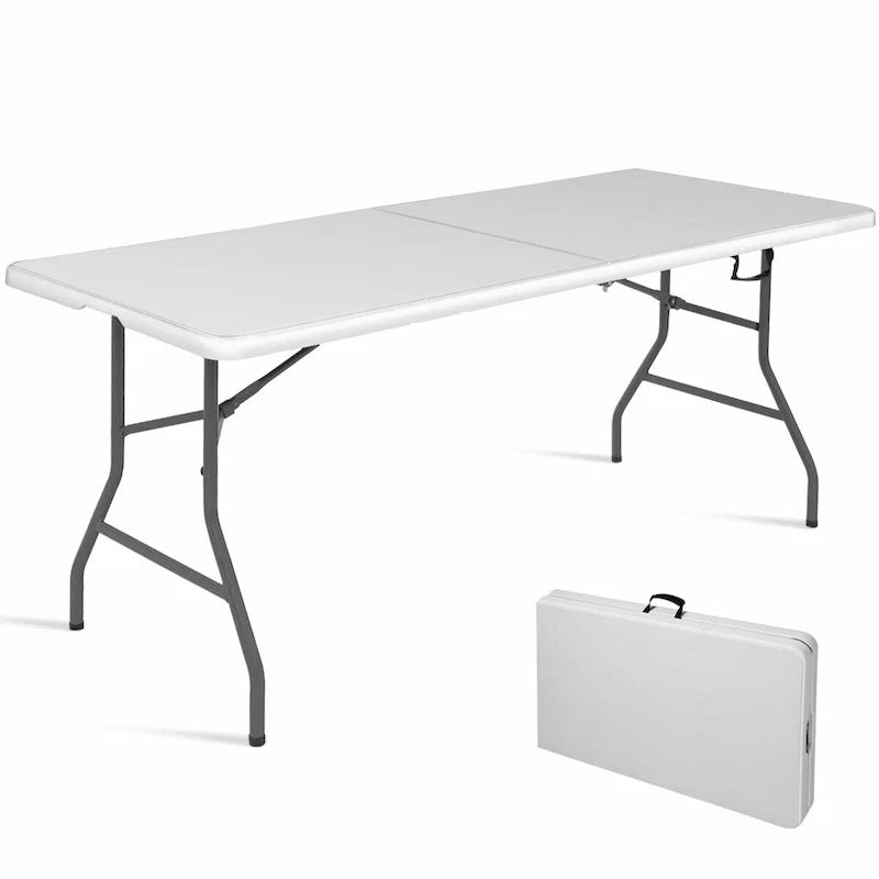 Costway Table pliante 6 pieds Portable Plastique Intérieur Extérieur Pique-nique Fête