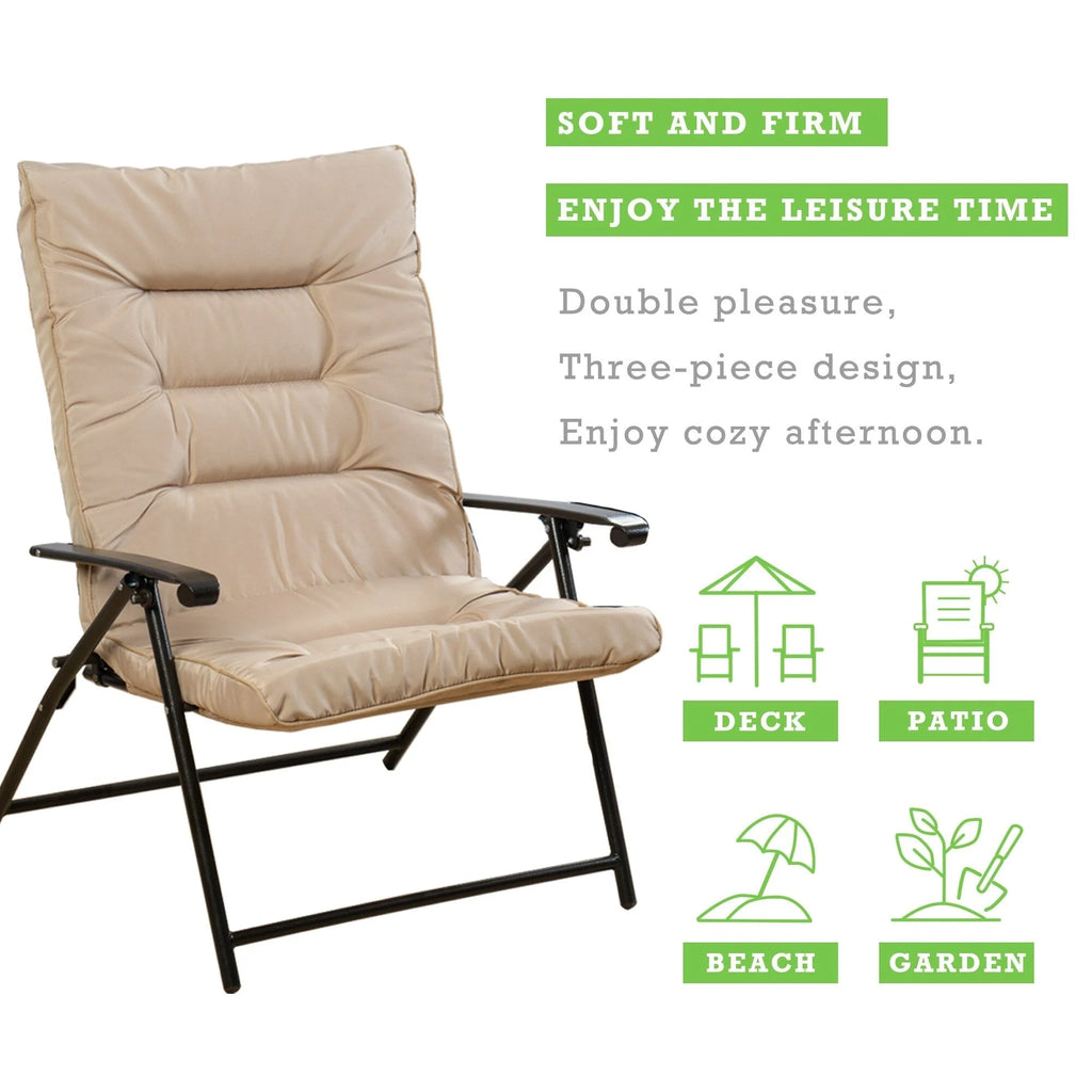 Kozyard Elsa, ensemble de bistrot pliant rembourré, 3 pièces, pour extérieur