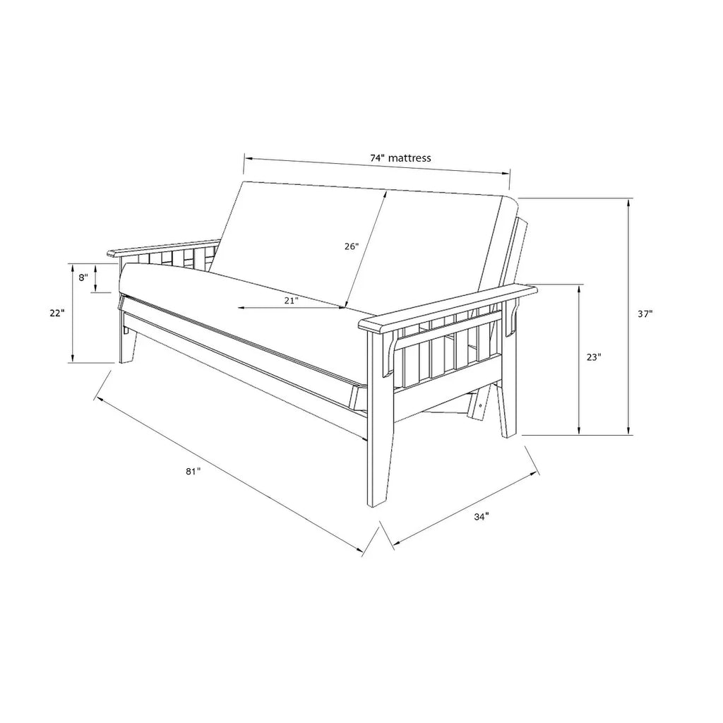 Ensemble de futon rustique pleine grandeur Somette Tucson en noyer avec matelas