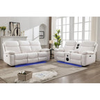 Canapé inclinable électrique avec chargeur sans fil, liseuse, lumière LED pour salon, similicuir, port AC/USB, porte-gobelet, noir