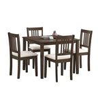 Ensemble Table et Chaises de Salle à Manger Carrée en Bois, Table à Manger Décontractée avec 4 Chaises de Salle à Manger Rembourrées pour Coin Repas de Cuisine