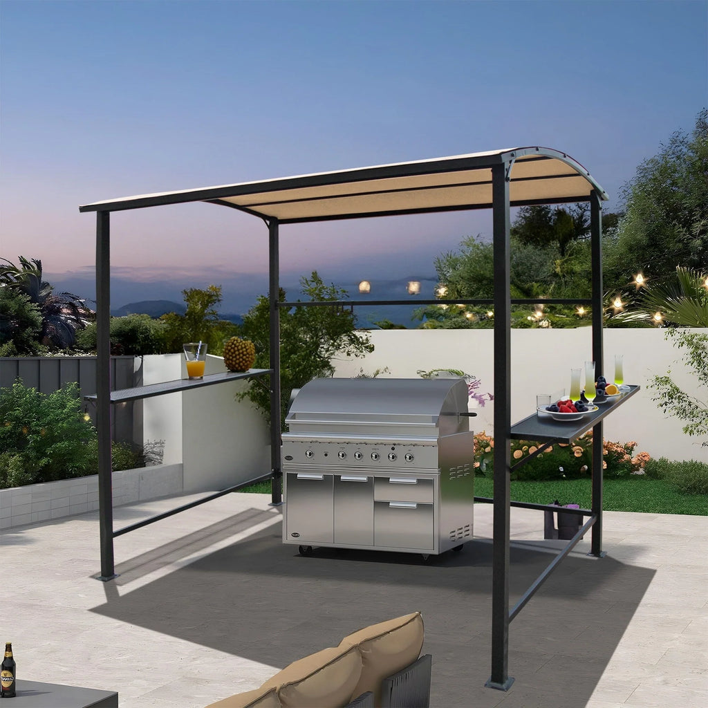 Abri barbecue en acier avec auvent, 1,5 x 2,4 m