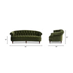 Canapé capitonné chesterfield La Rosa 84 en velours, style moderne du milieu du siècle