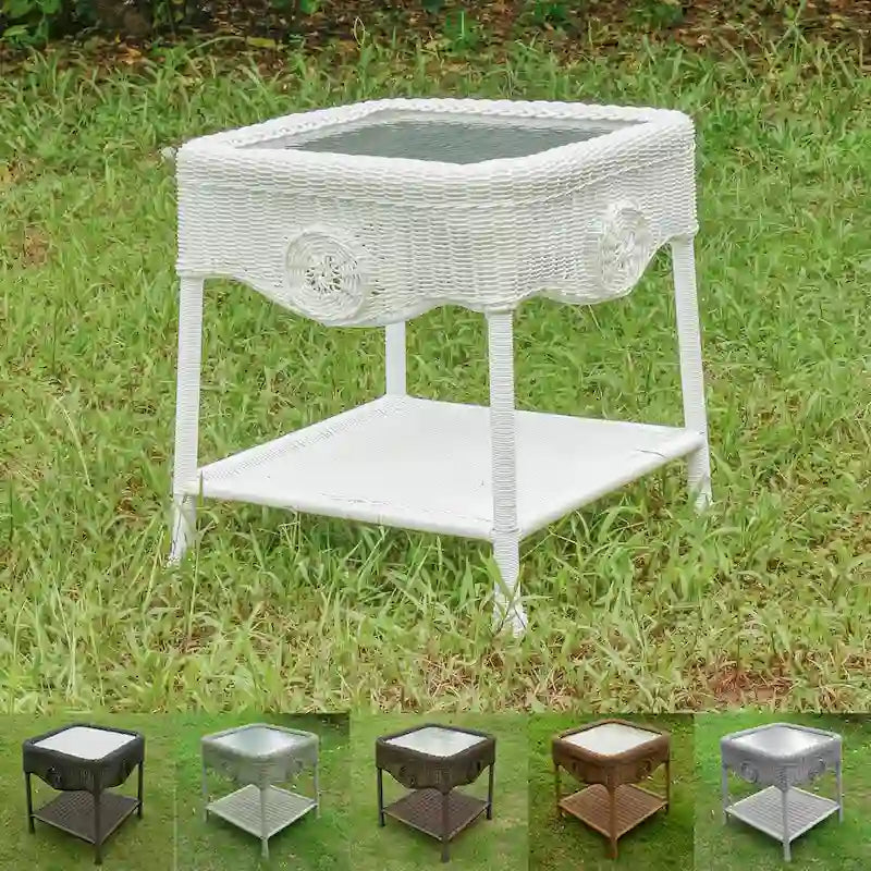 Table d'appoint en osier de résine Riviera de 18 pouces