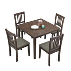 Ensemble Table et Chaises de Salle à Manger Carrée en Bois, Table à Manger Décontractée avec 4 Chaises de Salle à Manger Rembourrées pour Coin Repas de Cuisine