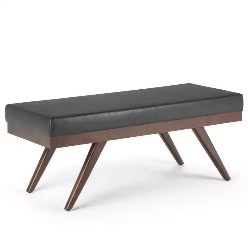 48 Nadine Mid Century Ottoman Bench Faux Air Leather - Wyndenhall
