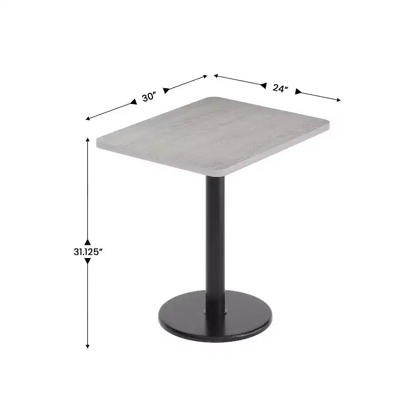 Plateau de table rectangulaire en stratifié de 61 x 76 cm avec base de table ronde de 46 cm de hauteur de Flash Furniture