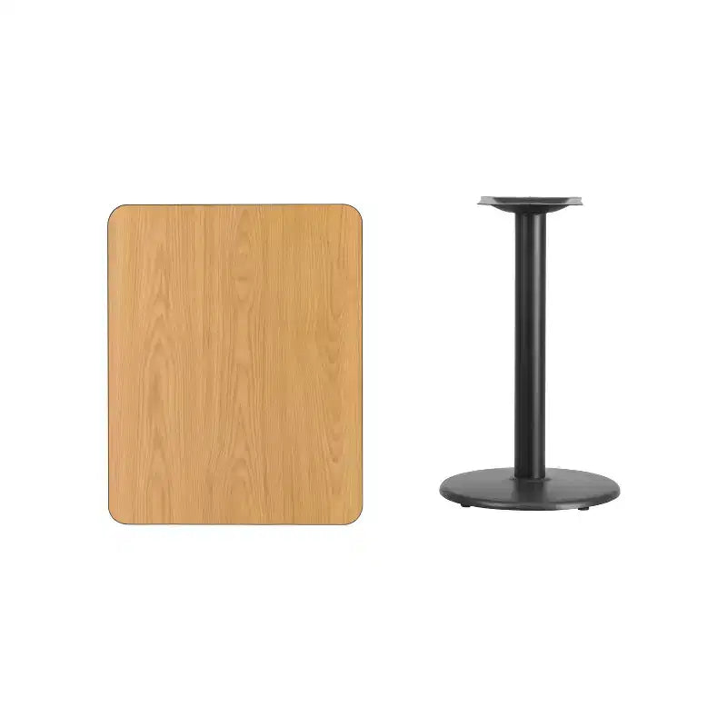 Plateau de table rectangulaire en stratifié de 61 x 76 cm avec base de table ronde de 46 cm de hauteur de Flash Furniture