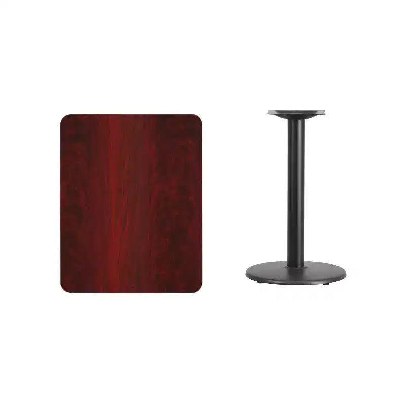 Plateau de table rectangulaire en stratifié de 61 x 76 cm avec base de table ronde de 46 cm de hauteur de Flash Furniture