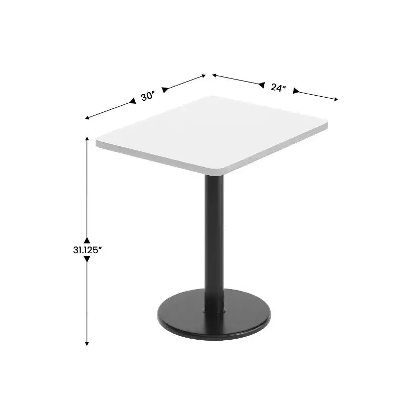 Plateau de table rectangulaire en stratifié de 61 x 76 cm avec base de table ronde de 46 cm de hauteur de Flash Furniture