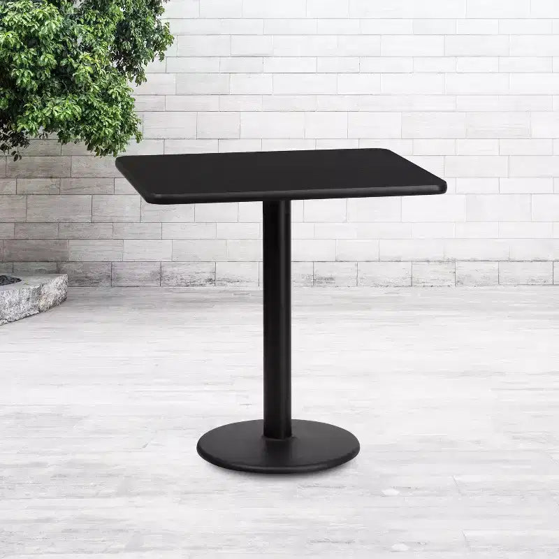 Plateau de table rectangulaire en stratifié de 61 x 76 cm avec base de table ronde de 46 cm de hauteur de Flash Furniture