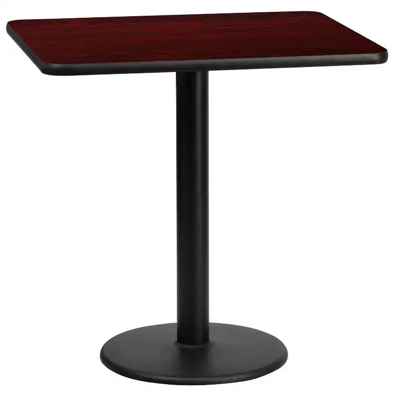 Plateau de table rectangulaire en stratifié de 61 x 76 cm avec base de table ronde de 46 cm de hauteur de Flash Furniture