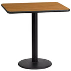 Plateau de table rectangulaire en stratifié de 61 x 76 cm avec base de table ronde de 46 cm de hauteur de Flash Furniture