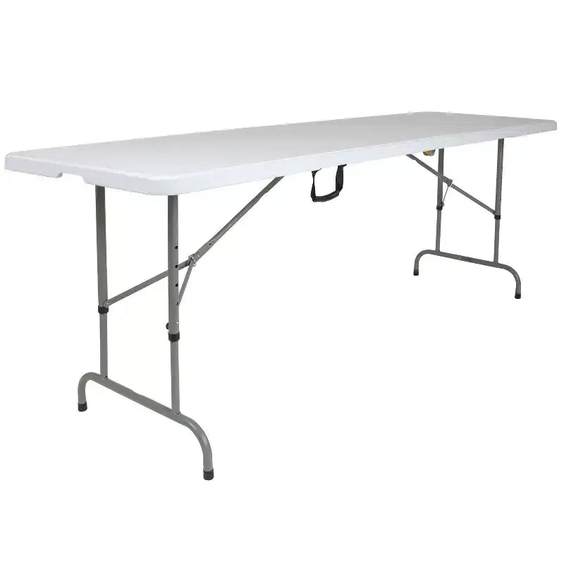 Table de banquet et d'événement pliable Flash Furniture en plastique blanc granit de 2,4 mètres de hauteur réglable avec poignée de transport