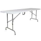 Table de banquet et d'événement pliable Flash Furniture en plastique blanc granit de 2,4 mètres de hauteur réglable avec poignée de transport