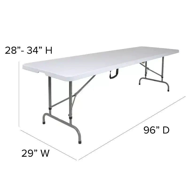 Table de banquet et d'événement pliable Flash Furniture en plastique blanc granit de 2,4 mètres de hauteur réglable avec poignée de transport