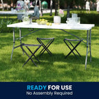 Table pliante de banquet et d'événement Flash Furniture Kathryn, réglable en hauteur de 1,50 m, en plastique blanc granit, avec poignée de transport