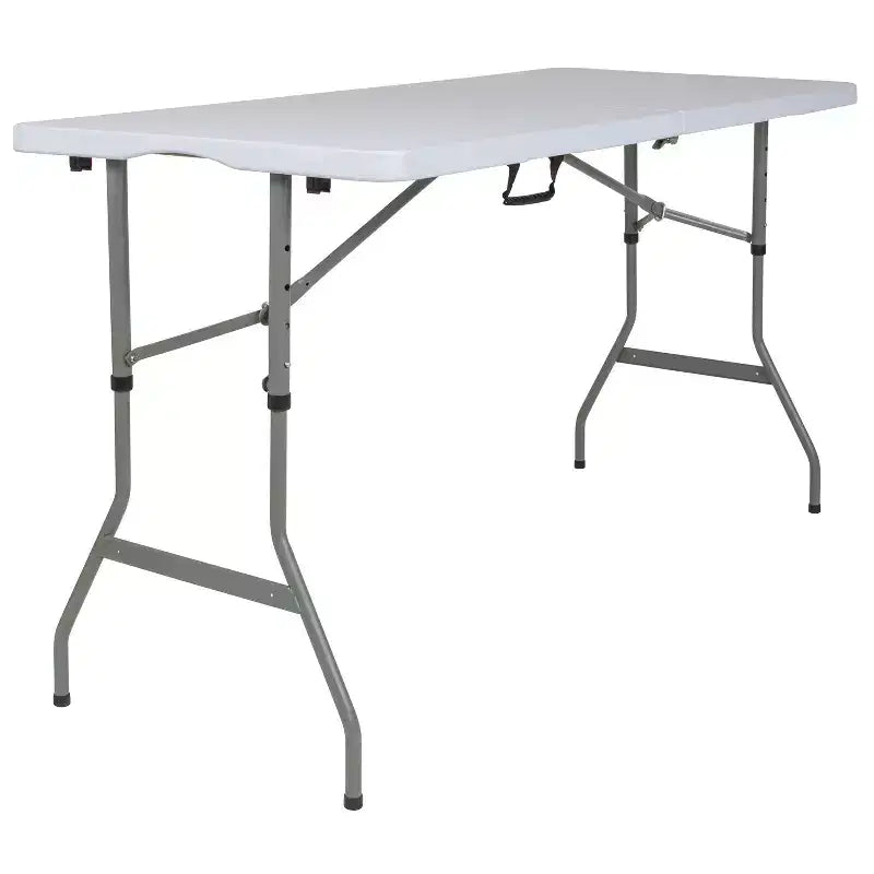 Table pliante de banquet et d'événement Flash Furniture Kathryn, réglable en hauteur de 1,50 m, en plastique blanc granit, avec poignée de transport