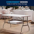 Table pliante de banquet et d'événement Flash Furniture Kathryn, réglable en hauteur de 1,50 m, en plastique blanc granit, avec poignée de transport