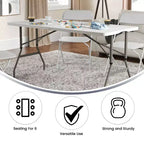 Table pliante de banquet et d'événement Flash Furniture Kathryn, réglable en hauteur de 1,50 m, en plastique blanc granit, avec poignée de transport