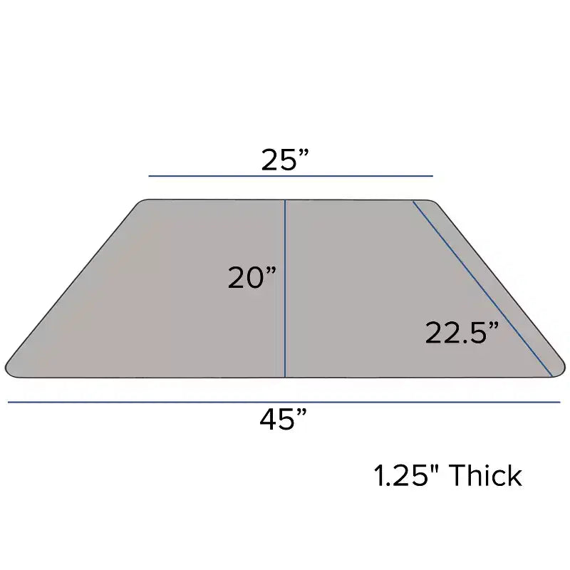 Flash Furniture Table d'activité trapézoïdale en stratifié HP 57,15 cm L x 114,3 cm P – Pieds courts réglables en hauteur